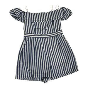 Lulus Nautical You Mine Off the Shoulder Striped Romper Breton Playsuit M Shorts